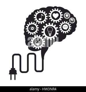 brain technology gears social media Stock Vector