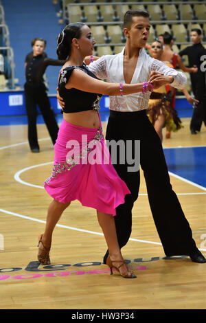 Orenburg, Russia - 12 November 2016: Girl and boy dancing on Orenburg competitions in sport dancing. Stock Photo