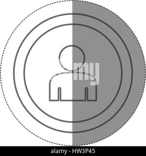 sticker silhouette circular frame with silhouette half body figure person Stock Vector