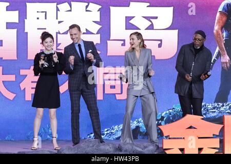 Beijing, China. 16th Mar, 2017. Tom Hiddleston, Samuel Jackson, Brie Larson, Tian Jing attend the premiere of Kong:Skull Island in Beijing, China on 16th March, 2017. Credit: TopPhoto/Alamy Live News Stock Photo