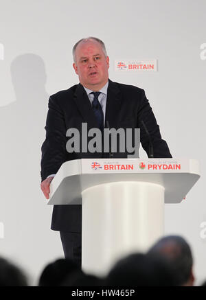 Cardiff, UK, 17th Mar, 2017. Andrew RT Davies, Leader of the Welsh Conservatives in the National Assembly for Wales speaks at the Conservative Spring Forum taking place at the SSE SWALEC Stadium Stock Photo