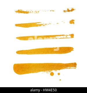 Golden Brush stroke. Vector golden splash. Stock Vector