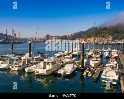 Boats in the harbor. Pasai Donibane. Fishing village of Pasajes de San Juan. San Sebastian, Bay of Biscay, province of Gipuzkoa, Basque Country, Spain Stock Photo