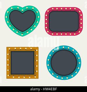 Frames set with bulbs Stock Vector