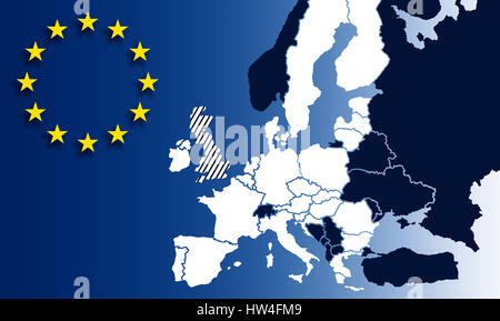 Map EU countries - European Union - Brexit UK - World map Europe, Eurasia Stock Photo