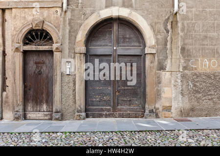 Old medieval doorways in Bergamo, Lombardy, Italy. Stock Photo