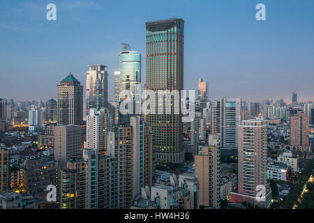Skyscrapers in the Jing An district of Shanghai, China Stock Photo