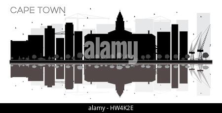 Cape Town City skyline black and white silhouette. Vector illustration ...