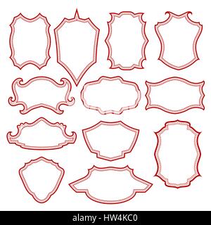 Set of Different Red Vintage Frames Stock Vector