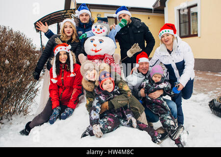 Big family celebrating New Year and Christmas Stock Photo