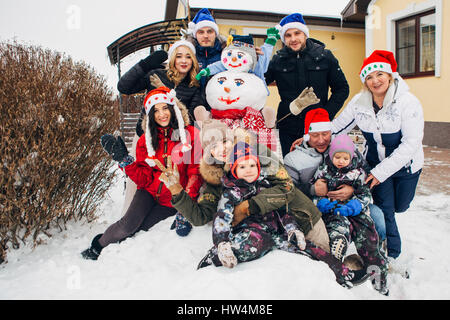 Big family celebrating New Year and Christmas Stock Photo