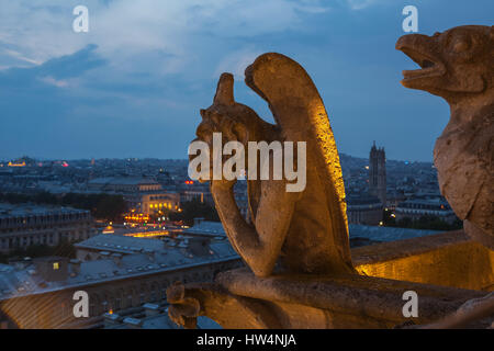 Chimera (gargoyle) of the Cathedral of Notre Dame de Paris, France Stock Photo