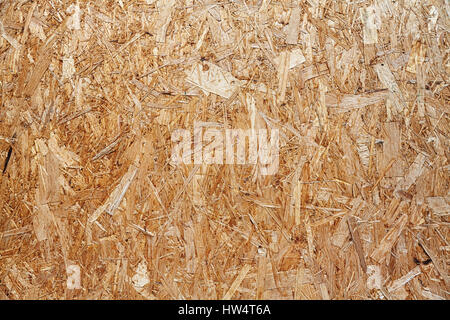 An old oriented strand board (OSB), fiberboard background of texture. Stock Photo