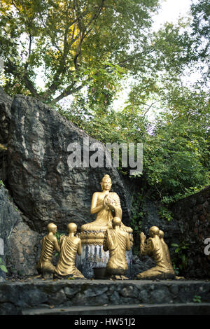 Buddha statue pictured in Mount Phousi in Luang Prabang, Laos. Stock Photo