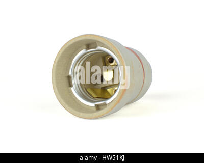 Ceramic light bulb socket isolated on white Stock Photo