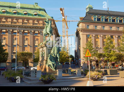 1796 statue of King Gustav II Adolf by French sculptor Pierre L'Archeveque, Gustav Adolfs Torg, Stockholm, Sweden, Scandinavia Stock Photo