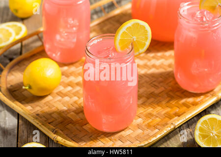 Homemade Fresh Pink Lemonade Ready to Drink Stock Photo