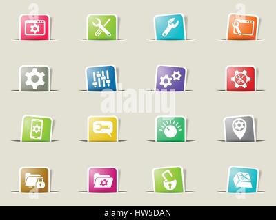 settings web icons on color paper bookmarks Stock Vector