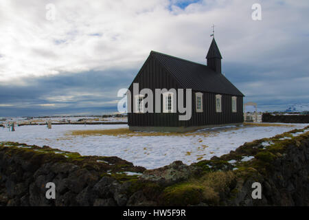 The Black Church, Budir, Iceland Stock Photo