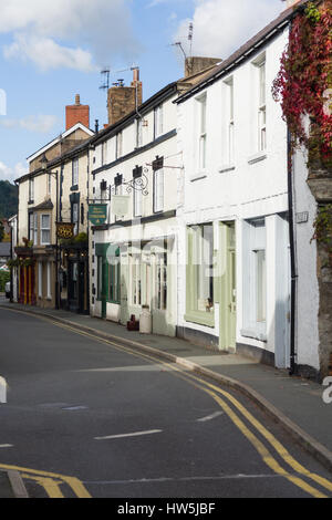 Bridge street in Llangollen with it's quaint terraced cottages and shops the town is a popular destination for tourists Stock Photo