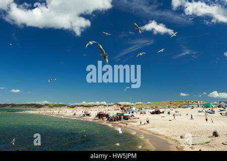 The beach at Nr. Vorupoer (Nr. Vorupør), a picturesque fishing village on the west coast of Jutland, Denmark Stock Photo