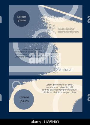 Flyer grunge texture set. Abstract card blue yellow color templates. Promotion booklet vector illustration. Cover leaflet collection. Stock Vector