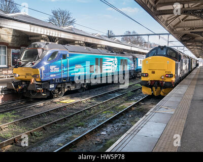 Direct Rail Services class 37 37423 'Spirit of the Lakes' on the Norwich to Lowestoft service March 2017. Stock Photo