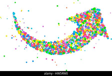 Abstract arrow sticker splash colorful circles. Vector illustration. Stock Vector