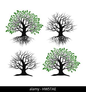 Set of trees on a white background Stock Vector