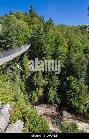 Canada, Quebec province, Beaupre, Canyon Sainte Anne and its 74 meters fall, suspension bridge Stock Photo