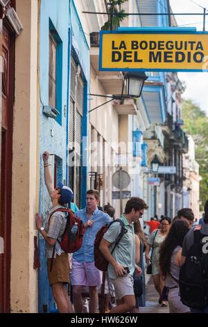 Cuba, Havana, La Habana Vieja district listed as World Heritage by UNESCO, Bodeguita Del Medio bar Stock Photo