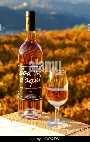 France, Alpes Maritimes, Nice, Domaine du Toasc, rosé wine Stock Photo