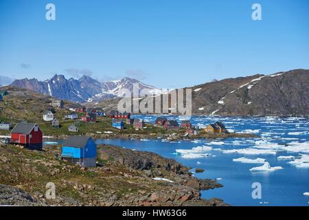 Greenland, Sermersooq, Kulusuk, Inuit village of Kulusuk Stock Photo