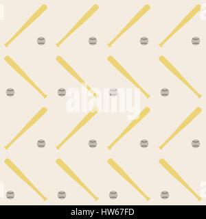 Sports seamless background with elements of the equipment for baseball, a baseball bat and Ball, vector illustration. Stock Vector