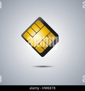 Realistic sim card with shadow, vector illustration. Stock Vector