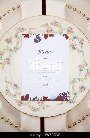 Reception menu Stock Photo