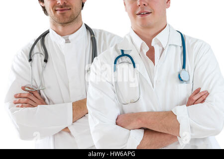 happy young men doctor smiling with arms crossed Stock Photo