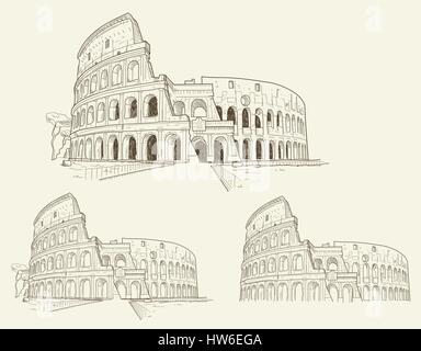 Colosseum hand drawn vector illustration isolated Stock Vector