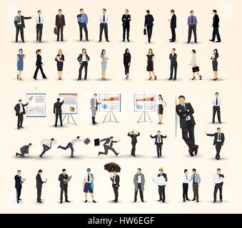 Collection of business people illustrations in different poses Stock Vector