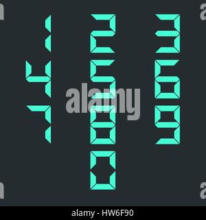Set digital numbers from zero to nine, isolated on black background, second set, vector illustration. Stock Vector