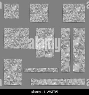Set of ten rectangular web banners different sizes and shapes with space for text, colorful polygonal pattern of triangles, design template, vector il Stock Vector