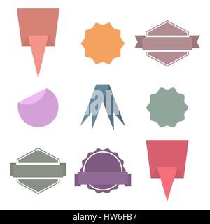 Set origami paper design elements, banners, ribbons and labels, isolated on white background, vector illustration. Stock Vector