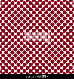 Red and white seamless pattern from different crosses, repeating geometric tiles, vector illustration. Stock Vector