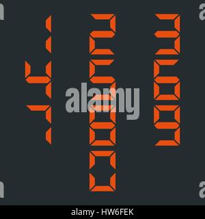 Set digital numbers from zero to nine, isolated on black background, third set, vector illustration. Stock Vector