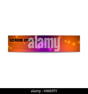 Horizontal rectangular web banner, bright blurred background with space for text, design template. Isolated on white background, vector illustration. Stock Vector