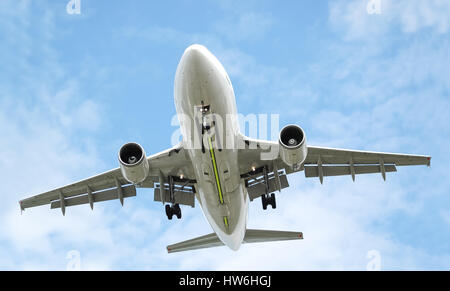 large jet aircraft on landing approach Stock Photo