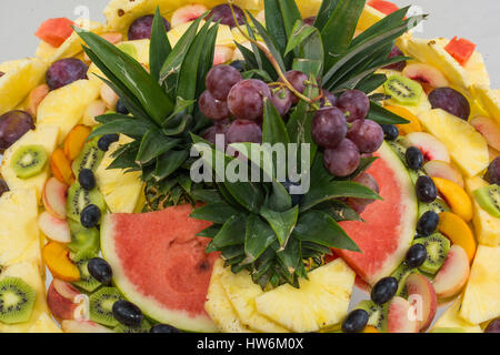 compositions of fresh fruit cut for buffets. typical summer fruits of Sicily, refreshing and healthy. Stock Photo