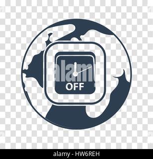 silhouette, icon Holiday - Earth Hour. Concept of a switch on the ground . Icon in the linear style Stock Vector