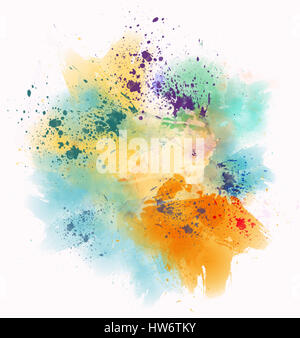 colorful watercolor stains and splashes Stock Photo