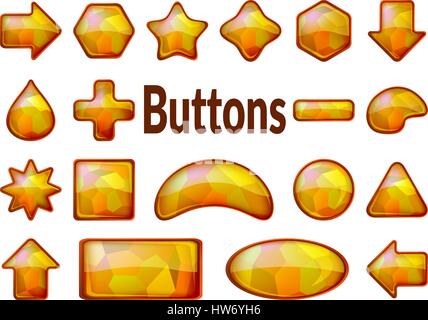 Golden Glass Buttons Set Stock Vector